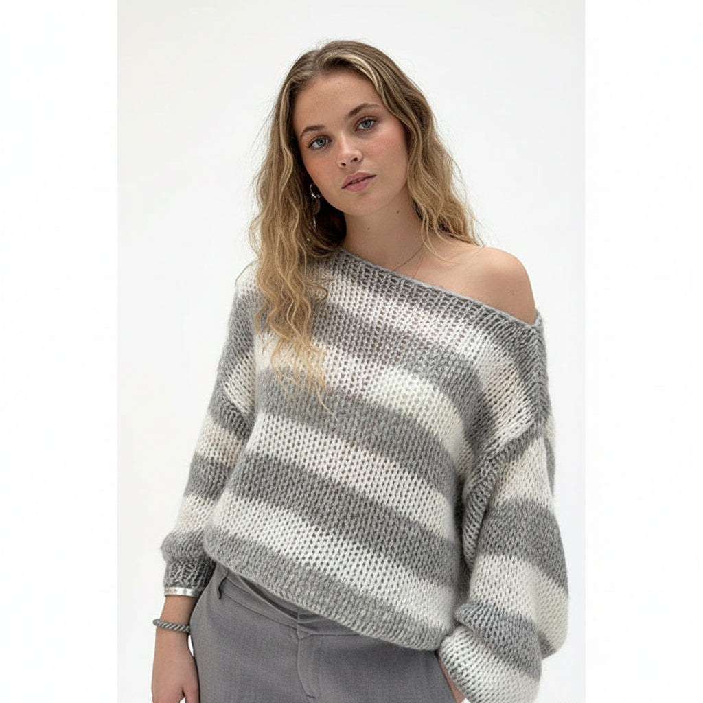 Maglione Chunky a Righe Navy Delvey