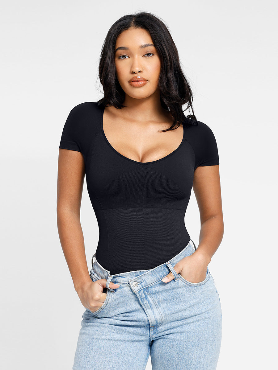 Body modellante a maniche corte