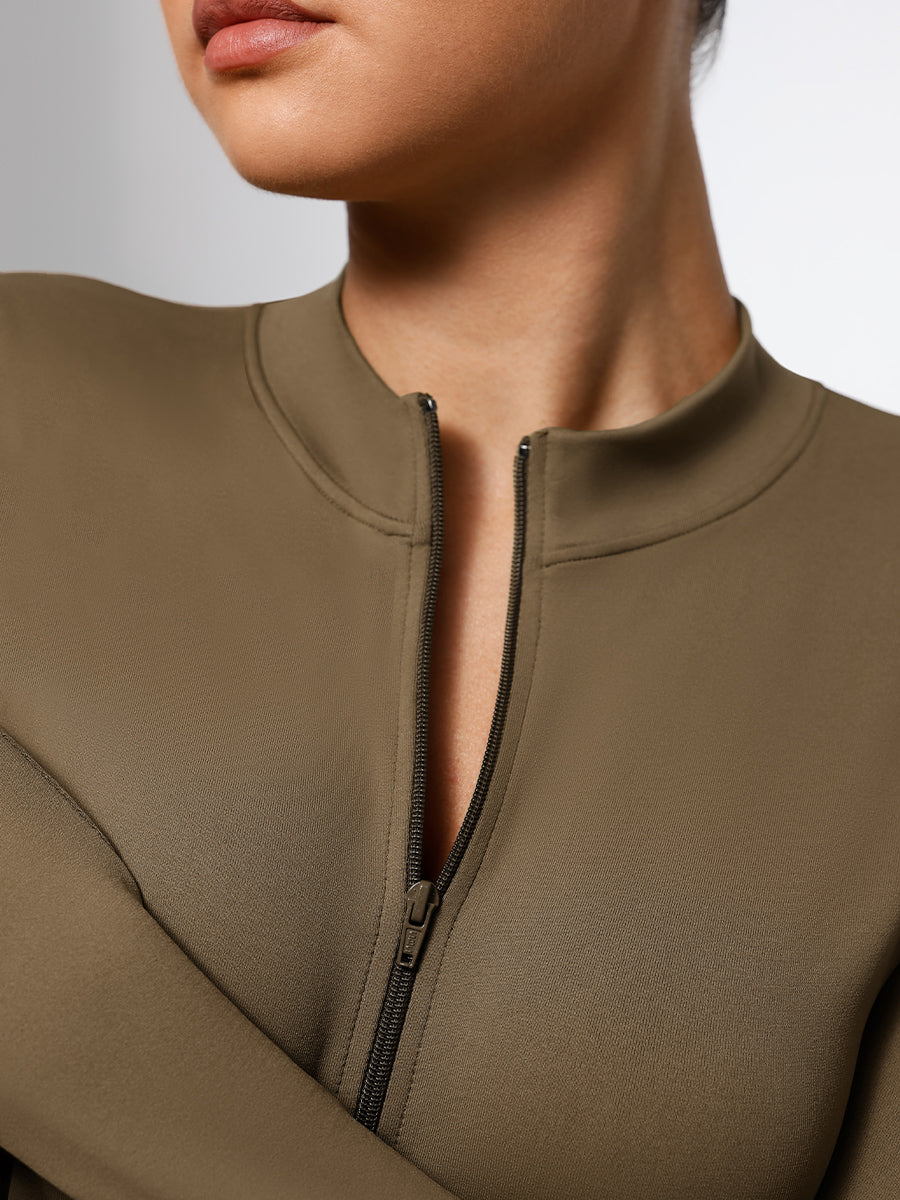 Body a maniche lunghe con perizoma e cerniera