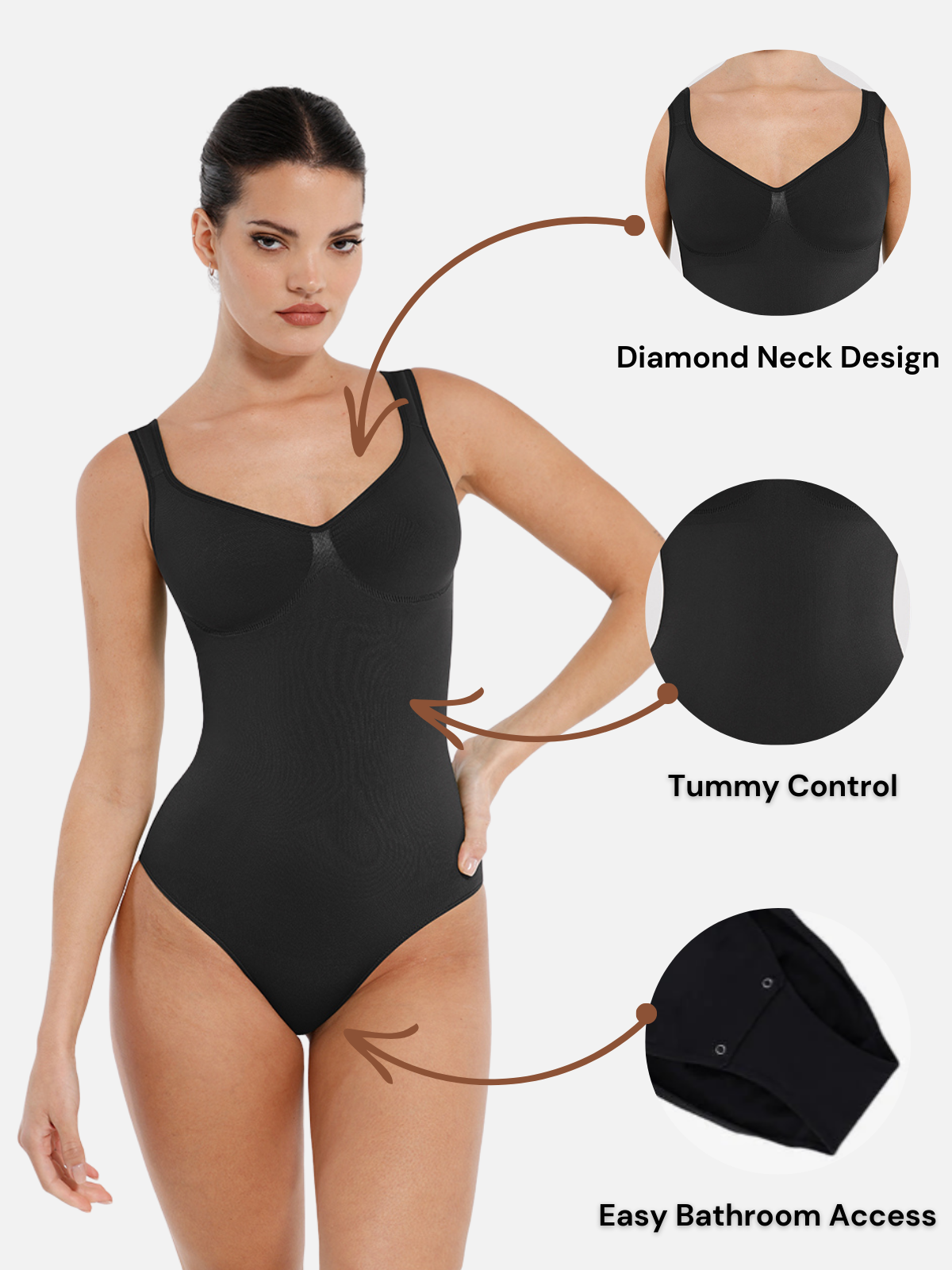 Body senza cuciture con scollo a diamante e slip modellante