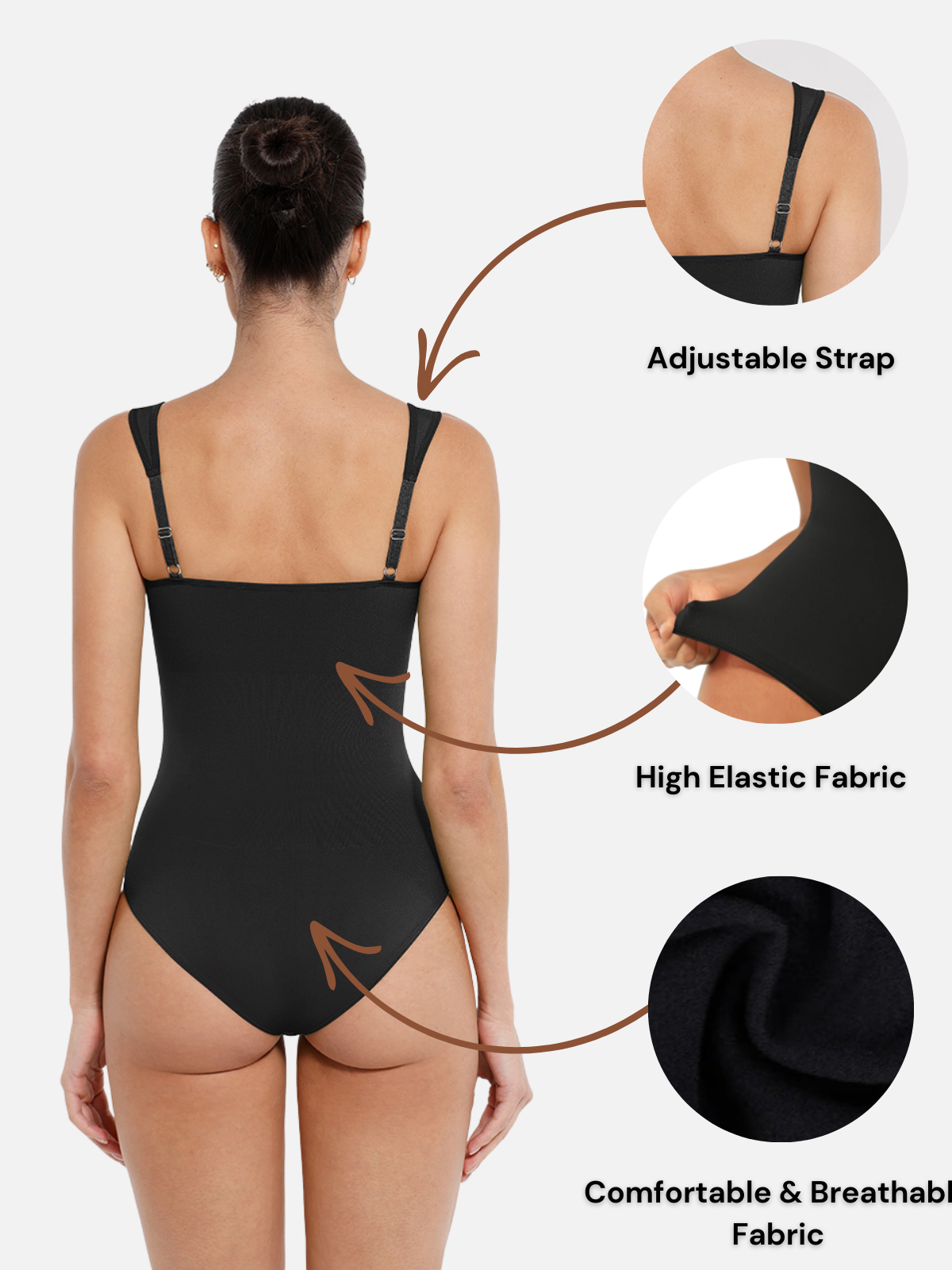 Body senza cuciture con scollo a diamante e slip modellante