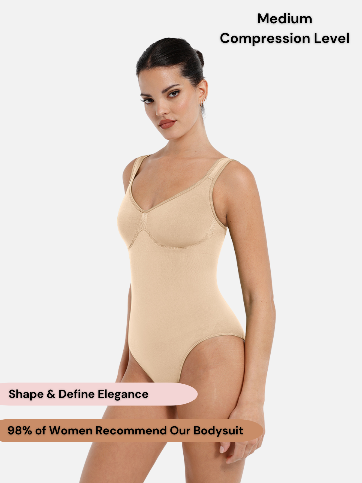 Body senza cuciture con scollo a diamante e slip modellante