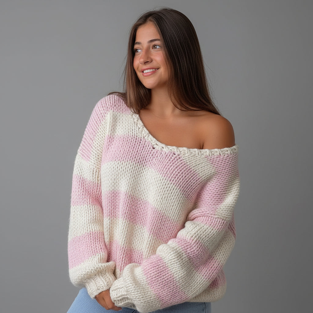 Maglione Chunky a Righe Navy Delvey